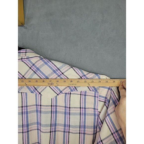 New J. Crew Relaxed fit Flannel Shirt Jacket Shacket Pearl Snap Pink Plaid Sz 24 - Picture 12 of 14